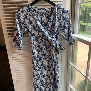 Blue floral faux wrap maternity dress - ripe brand